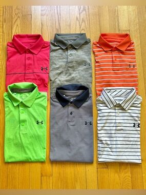 Lot 6 Under Armour Men's Short Sleeve Polo Shirts Golf Loose Small Multicolor
